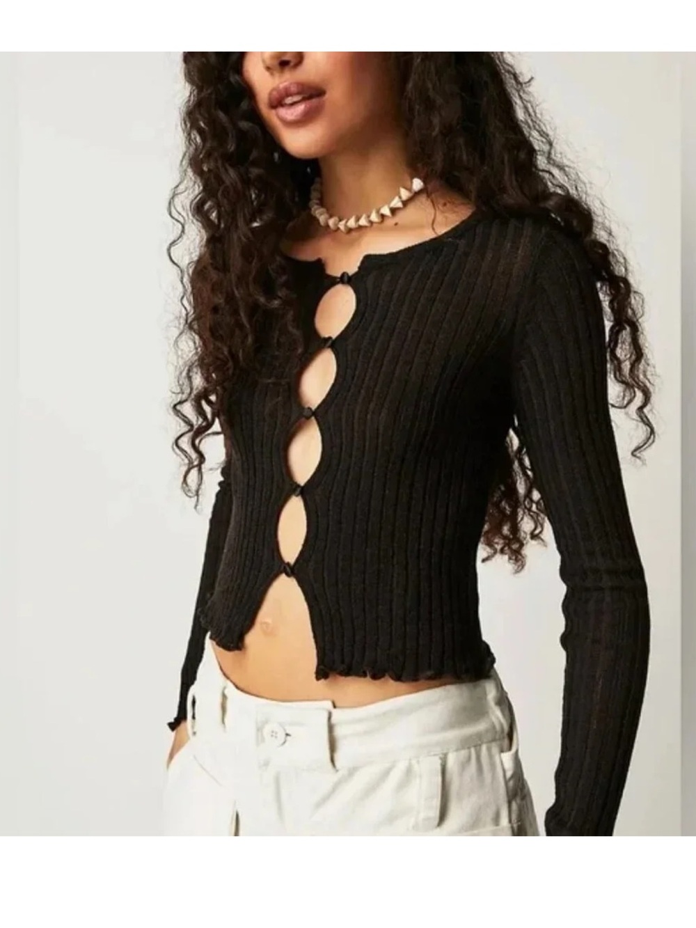 Free People Erica Cardigan Ribbed Dark Chocolate Brown Combo Size Small NWT